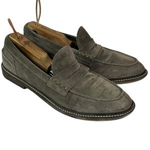 Officine creative SAX 001 gray Suede Penny Loafers handmade in Italy
